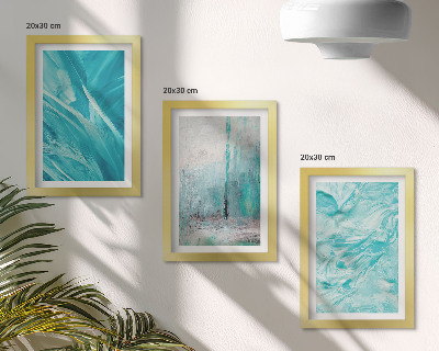 Ensemble de 3 tableaux Nuances de bleu dans des motifs abstraits délicats