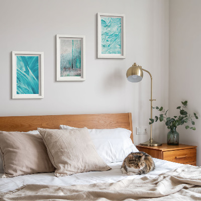 Ensemble de 3 tableaux Nuances de bleu dans des motifs abstraits délicats