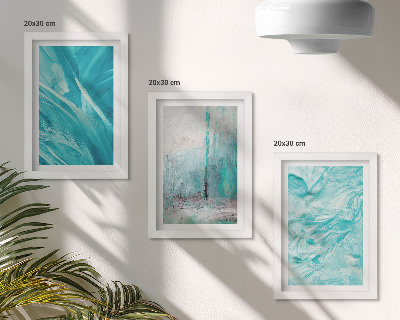 Ensemble de 3 tableaux Nuances de bleu dans des motifs abstraits délicats