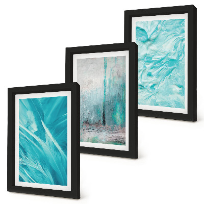 Ensemble de 3 tableaux Nuances de bleu dans des motifs abstraits délicats