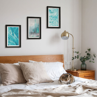 Ensemble de 3 tableaux Nuances de bleu dans des motifs abstraits délicats