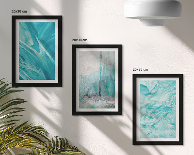 Ensemble de 3 tableaux Nuances de bleu dans des motifs abstraits délicats