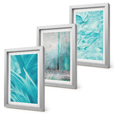 Ensemble de 3 tableaux Nuances de bleu dans des motifs abstraits délicats