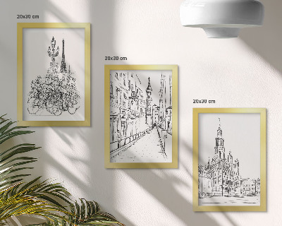 Lot de 3 tableaux Dessins simples de vues de la ville