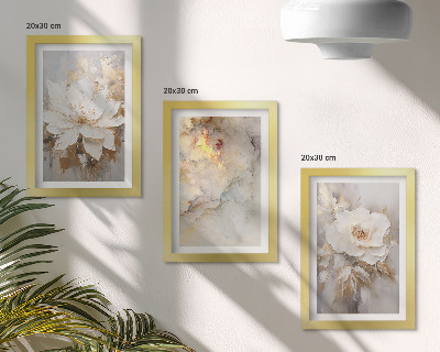 Mur de cadres Fleurs sur fond clair avec motifs abstraits