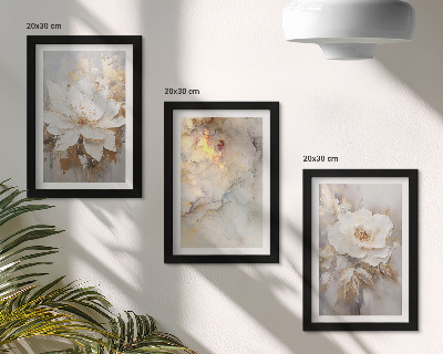 Mur de cadres Fleurs sur fond clair avec motifs abstraits