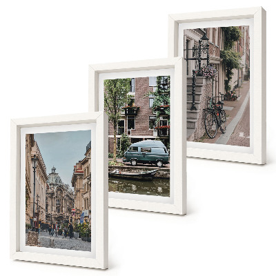 Ensemble de 3 tableaux Vue paisible des bâtiments de la ville