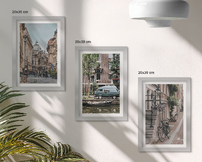 Ensemble de 3 tableaux Vue paisible des bâtiments de la ville