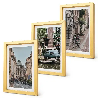 Ensemble de 3 tableaux représentant une vue paisible de bâtiments urbains