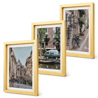 Ensemble de 3 tableaux Vue paisible des bâtiments de la ville