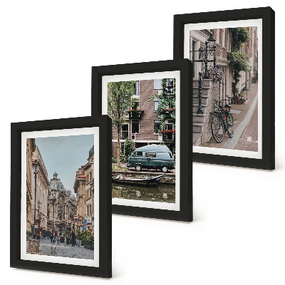 Ensemble de 3 tableaux Vue paisible des bâtiments de la ville