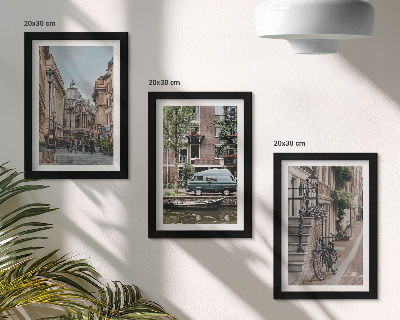 Ensemble de 3 tableaux Vue paisible des bâtiments de la ville