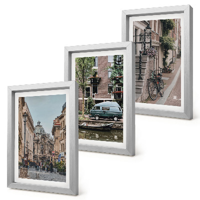 Ensemble de 3 tableaux Vue paisible des bâtiments de la ville