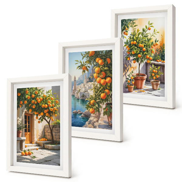 Mur de cadres Agrumes peints et paysages marins