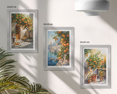Mur de cadres Agrumes peints et paysages marins