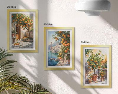 Mur de cadres Agrumes peints et paysages marins