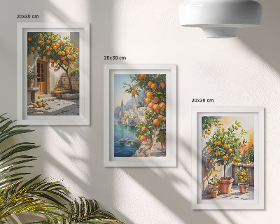 Mur de cadres Agrumes peints et paysages marins