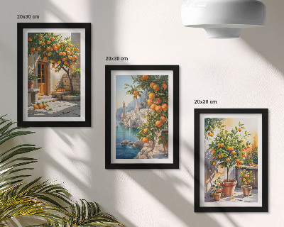 Mur de cadres Agrumes peints et paysages marins