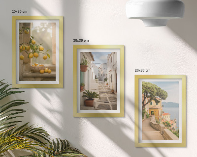 Ensemble de 3 tableaux Vue sur un agrume depuis la fenêtre et architecture du bord de mer