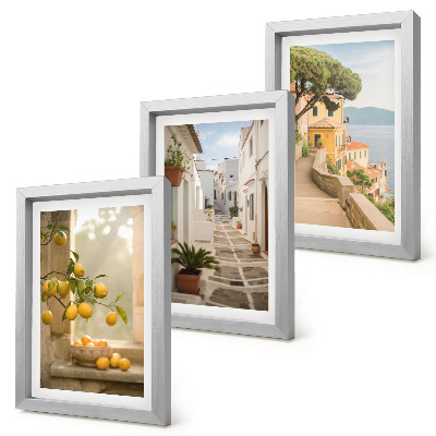 Ensemble de 3 tableaux Vue sur un agrume depuis la fenêtre et architecture du bord de mer