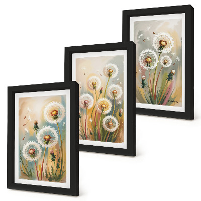 Mur de cadres Fleurs de pissenlit sur fond d'herbes pastel