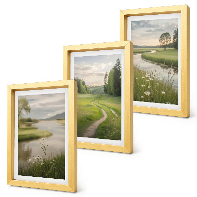 Mur de cadres Paysage estival paisible avec une rivière et une prairie fleurie
