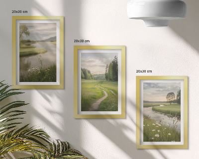 Mur de cadres Paysage estival paisible avec une rivière et une prairie fleurie