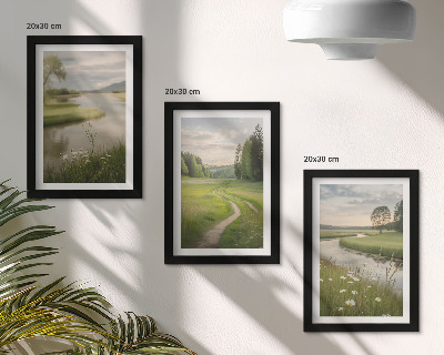 Mur de cadres Paysage estival paisible avec une rivière et une prairie fleurie
