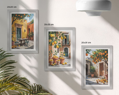 Mur de cadres Agrumes dans un jardin ensoleillé
