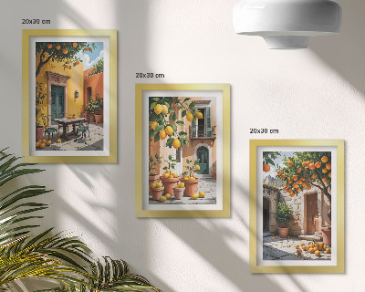 Mur de cadres Agrumes dans un jardin ensoleillé