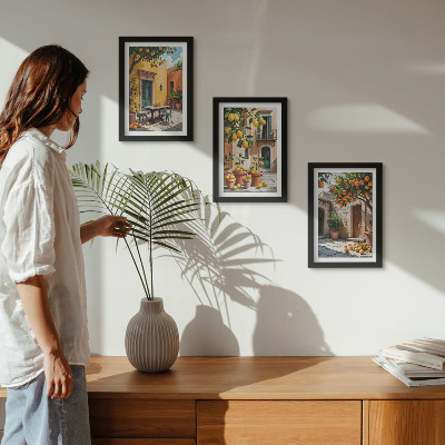 Mur de cadres Agrumes dans un jardin ensoleillé