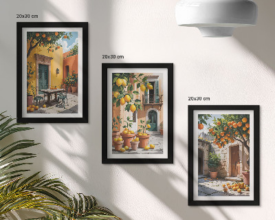 Mur de cadres Agrumes dans un jardin ensoleillé