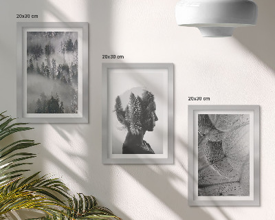 Lot de 3 tableaux Portrait d'une forêt dans le brouillard, avec des arbres et des pissenlits délicats.