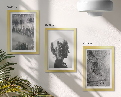 Lot de 3 tableaux Portrait d'une forêt dans le brouillard, avec des arbres et des pissenlits délicats.