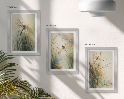 Mur de cadres Des herbes peintes avec des libellules au-dessus de l'eau