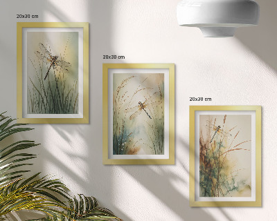 Mur de cadres Des herbes peintes avec des libellules au-dessus de l'eau