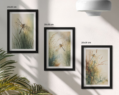 Mur de cadres Des herbes peintes avec des libellules au-dessus de l'eau