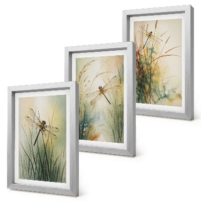 Mur de cadres Des herbes peintes avec des libellules au-dessus de l'eau