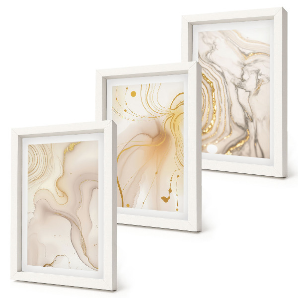 Lot de 3 tableaux Motifs abstraits subtils de peinture renversée