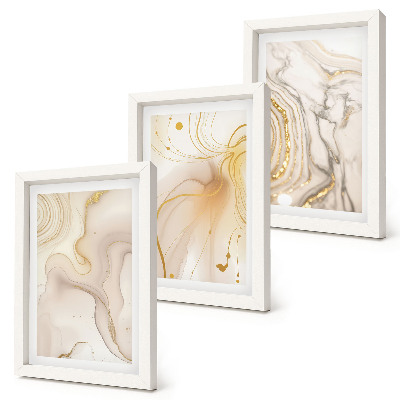 Lot de 3 tableaux Motifs abstraits subtils de peinture renversée