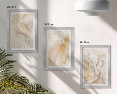 Lot de 3 tableaux Motifs abstraits subtils de peinture renversée
