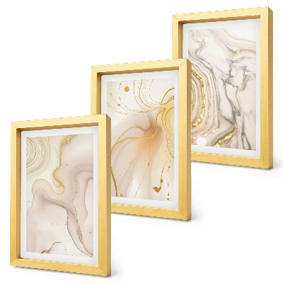 Lot de 3 tableaux Motifs abstraits subtils de peinture renversée