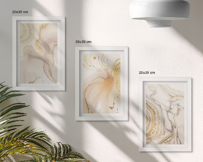 Lot de 3 tableaux Motifs abstraits subtils de peinture renversée