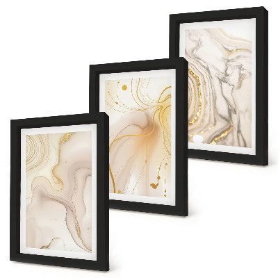 Lot de 3 tableaux Motifs abstraits subtils de peinture renversée