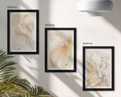 Lot de 3 tableaux Motifs abstraits subtils de peinture renversée