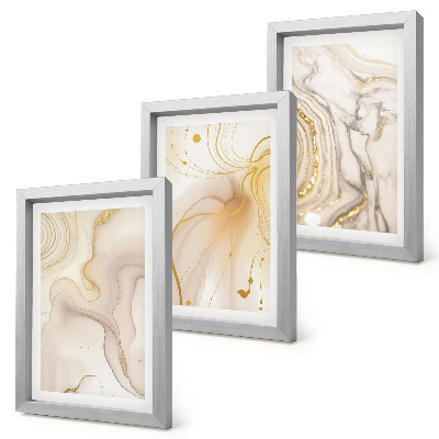 Lot de 3 tableaux Motifs abstraits subtils de peinture renversée