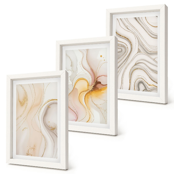 Ensemble de 3 tableaux Motifs abstraits chaleureux et élégants