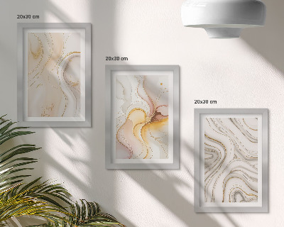 Ensemble de 3 tableaux Motifs abstraits chaleureux et élégants