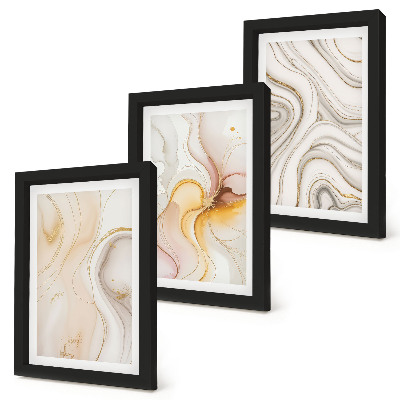 Ensemble de 3 tableaux Motifs abstraits chaleureux et élégants