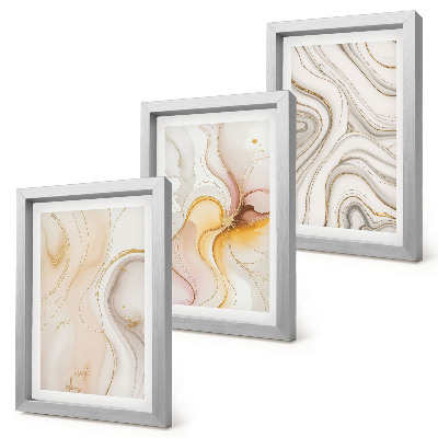 Ensemble de 3 tableaux Motifs abstraits chaleureux et élégants